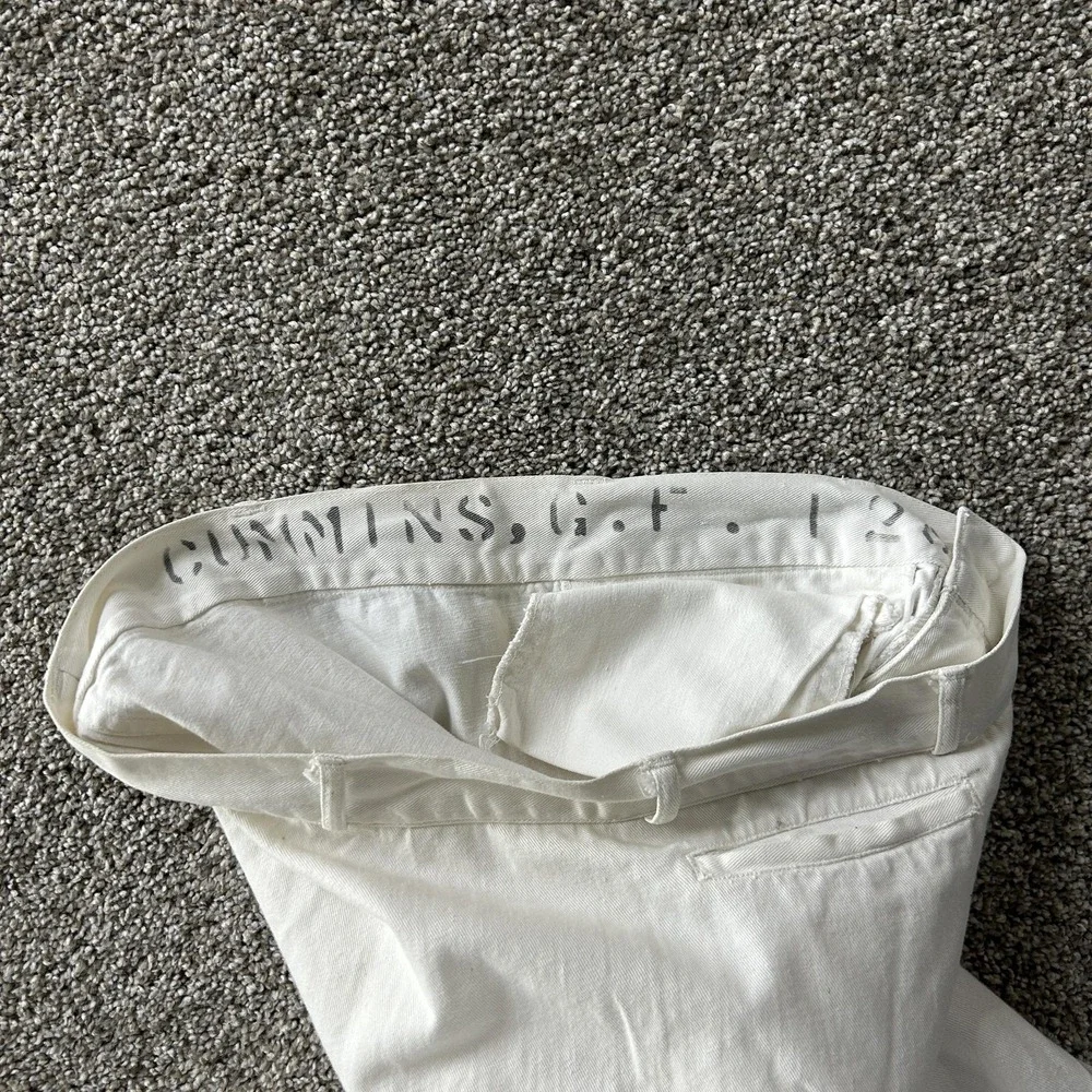 Vintage 40's 50's WWII US Navy Bell Bottom Crackerjack Sailor White Trousers